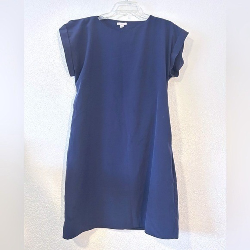 Gap Minimalist Effortless Navy Shift Dress Cap Sleeve Pocketed Casual SZ M